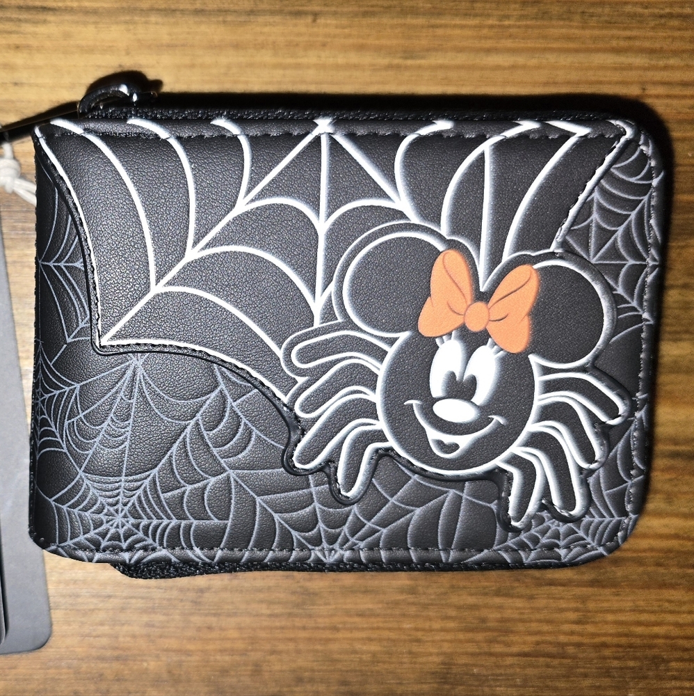 Disney Loungefly Black and Orange Spider Web Wallet